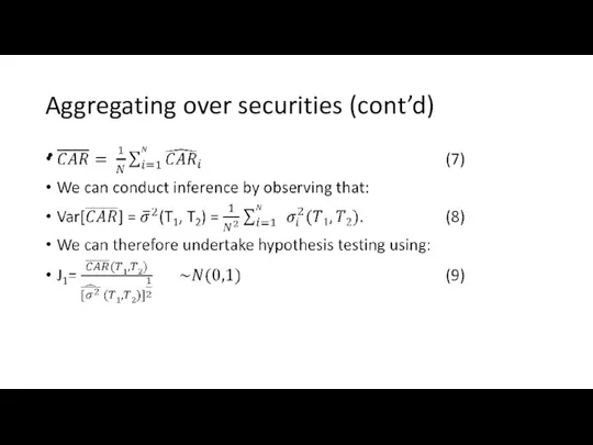 Aggregating over securities (cont’d)