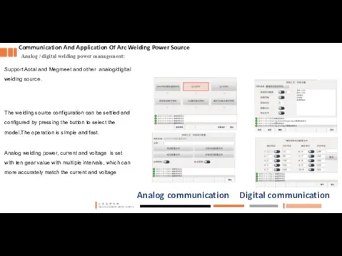 Analog / digital welding power management: Communication And Application Of Arc