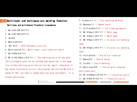 Multilayer and multipass arc welding function Multilayer and multichannel Procedural programming