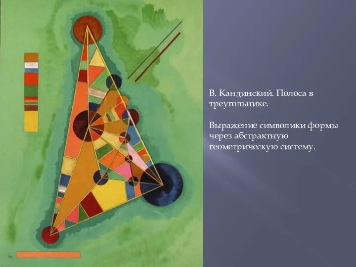 В. Кандинский. Полоса в треугольнике. Выражение символики формы через абстрактную геометрическую систему.