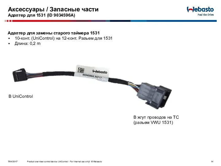 Аксессуары / Запасные части Адаптер для 1531 (ID 9034596A) 7/04/2017 Product