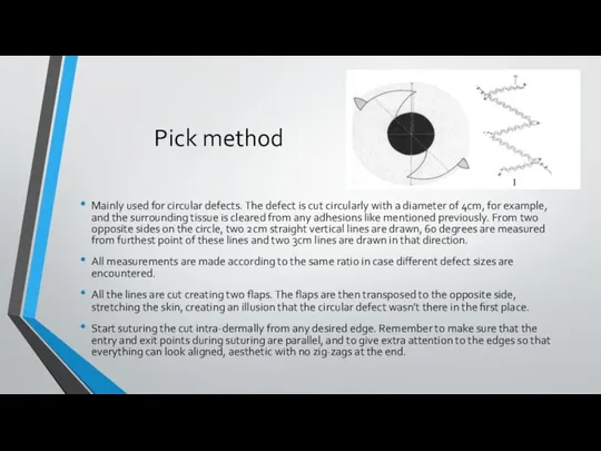 Pick method Mainly used for circular defects. The defect is cut