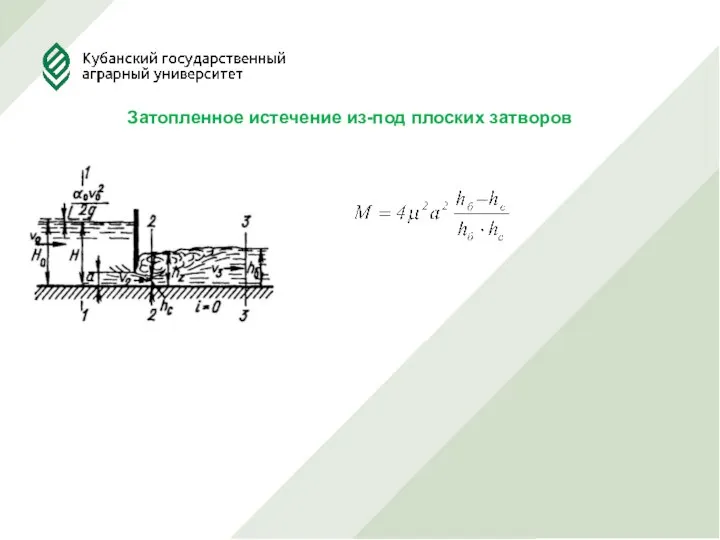 Затопленное истечение из-под плоских затворов