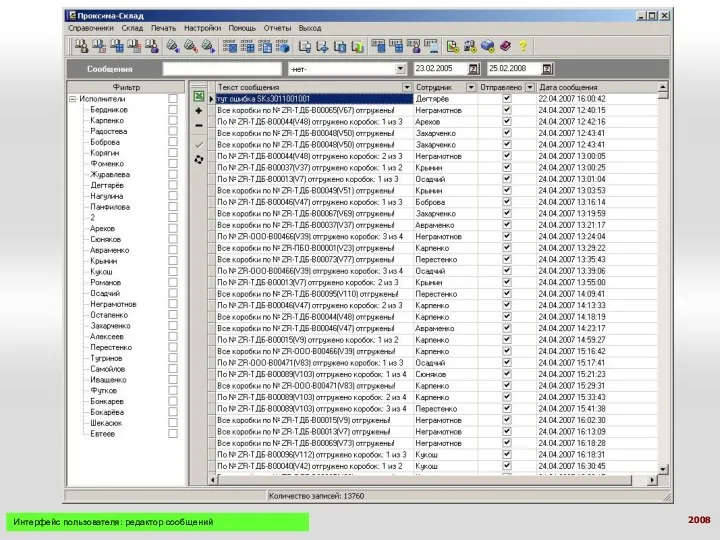 Интерфейс пользователя: редактор сообщений 2008
