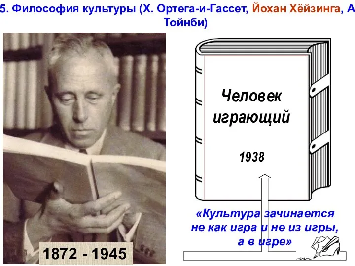 5. Философия культуры (Х. Ортега-и-Гассет, Йохан Хёйзинга, А.Тойнби) 1872 - 1945