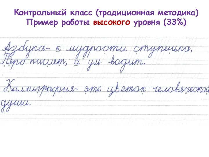 Контрольный класс (традиционная методика) Пример работы высокого уровня (33%)