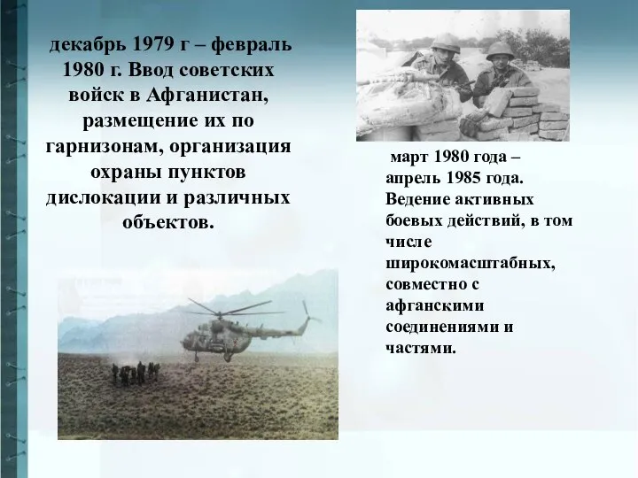 декабрь 1979 г – февраль 1980 г. Ввод советских войск в