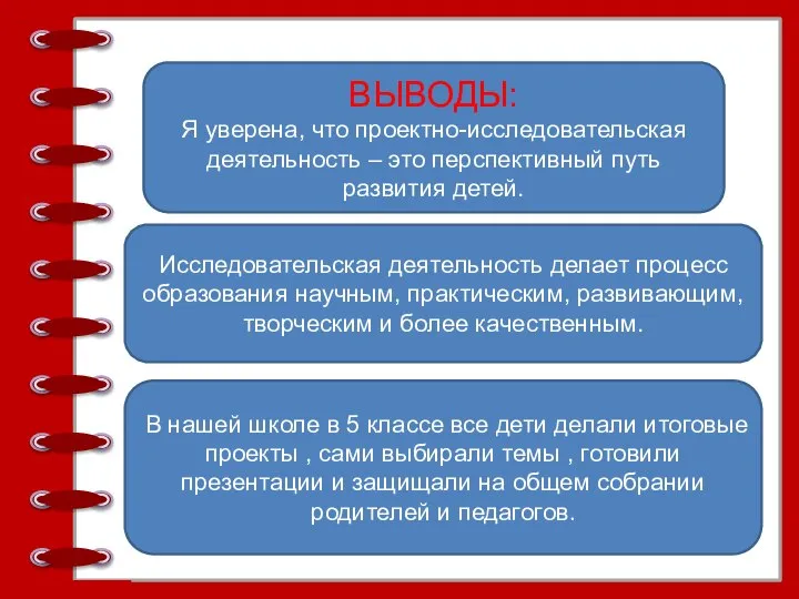 ВЫВОДЫ: Я уверена, что проектно-исследовательская деятельность – это перспективный путь развития