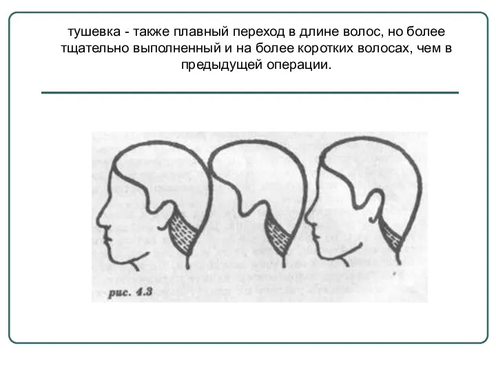 тушевка - также плавный переход в длине волос, но более тщательно