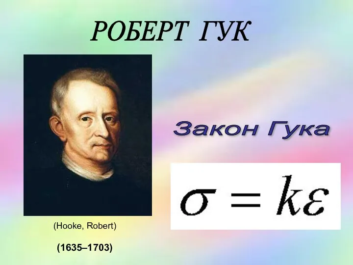 Закон Гука (Hooke, Robert) (1635–1703) РОБЕРТ ГУК