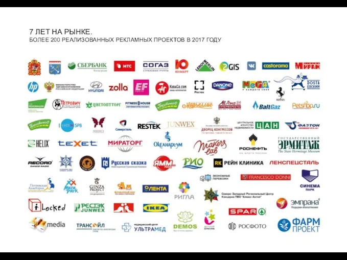 7 ЛЕТ НА РЫНКЕ. БОЛЕЕ 200 РЕАЛИЗОВАННЫХ РЕКЛАМНЫХ ПРОЕКТОВ В 2017 ГОДУ