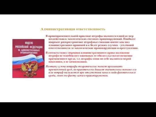 В правоприменительной практике штрафы являются одной из мер воздействия в экологических