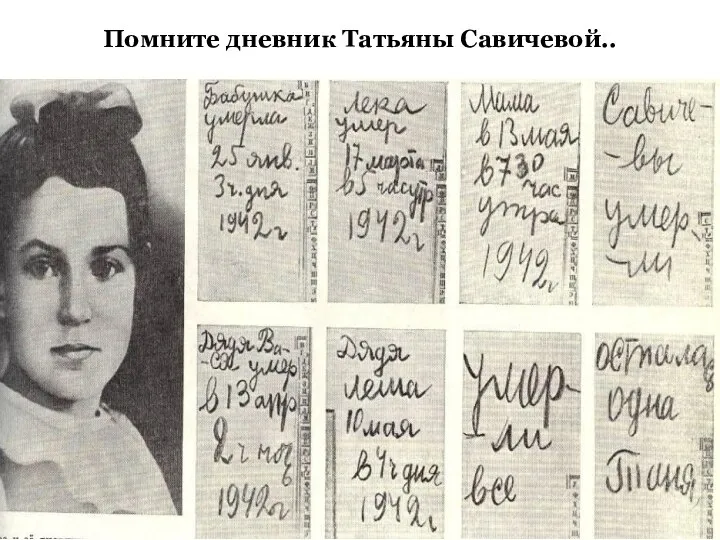 Помните дневник Татьяны Савичевой..