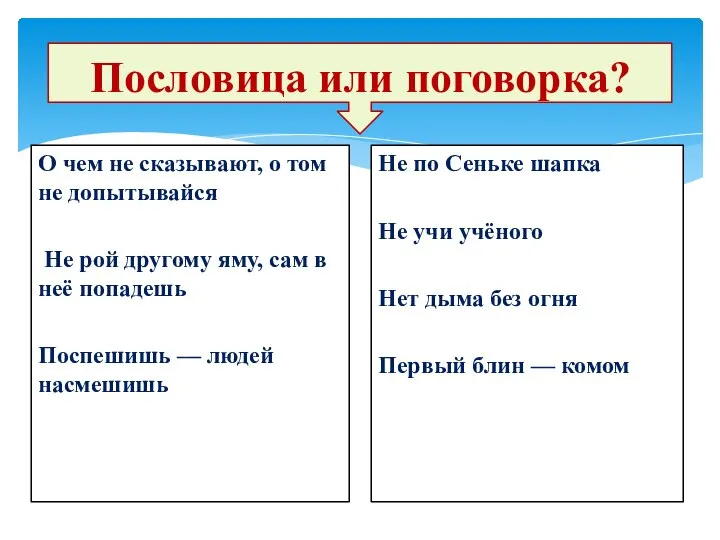 Пословица или поговорка? О чем не сказывают, о том не допытывайся