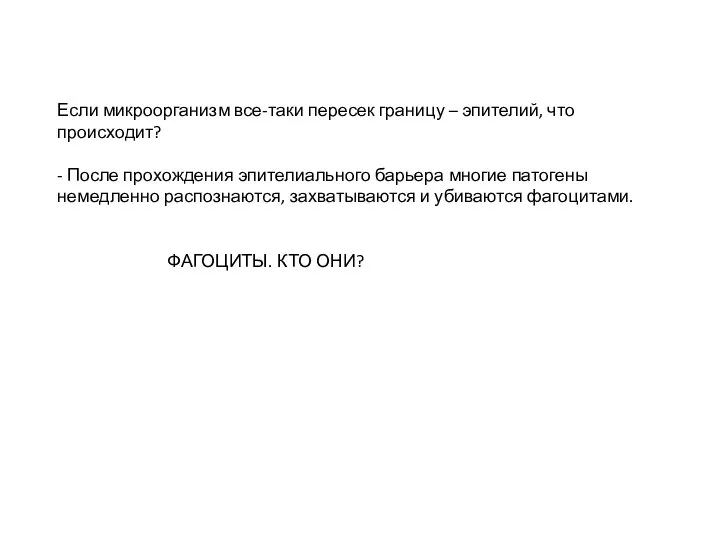 Если микроорганизм все-таки пересек границу – эпителий, что происходит? - После
