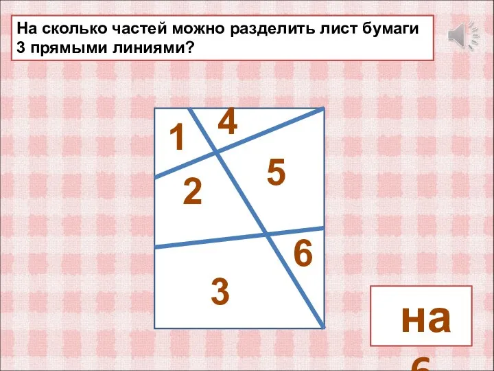 На сколько частей можно разделить лист бумаги 3 прямыми линиями? на