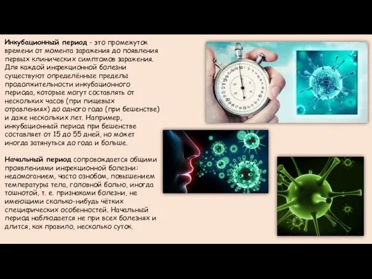 Инкубационный период - это промежуток времени от момента заражения до появления