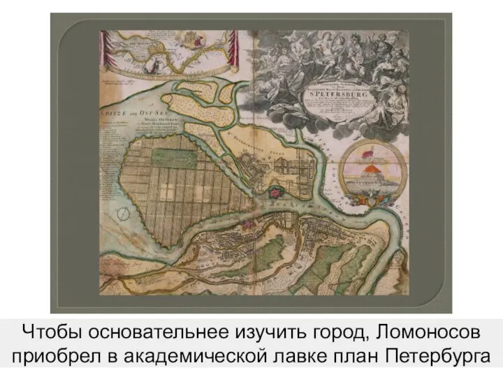 Чтобы основательнее изучить город, Ломоносов приобрел в академической лавке план Петербурга