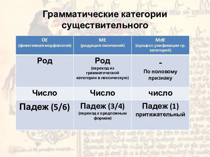 Грамматические категории существительного