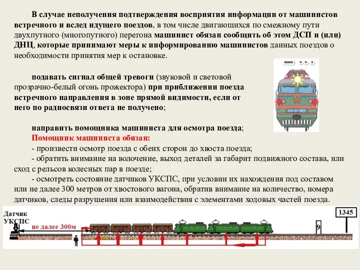 подавать сигнал общей тревоги (звуковой и световой прозрачно-белый огонь прожектора) при