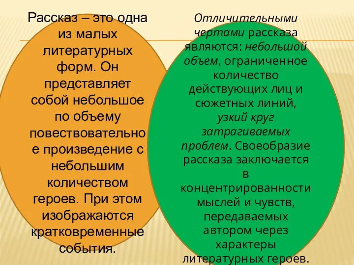 Рассказ – это одна из малых литературных форм. Он представляет собой