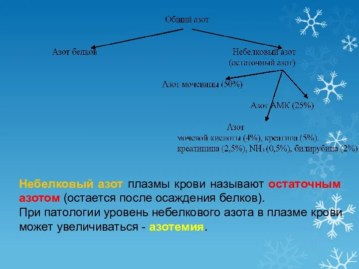 Небелковый азот плазмы крови называют остаточным азотом (остается после осаждения белков).