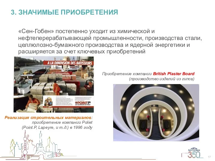 3. ЗНАЧИМЫЕ ПРИОБРЕТЕНИЯ «Сен-Гобен» постепенно уходит из химической и нефтеперерабатывающей промышленности,