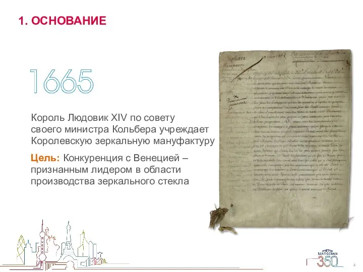 1. ОСНОВАНИЕ Король Людовик XIV по совету своего министра Кольбера учреждает