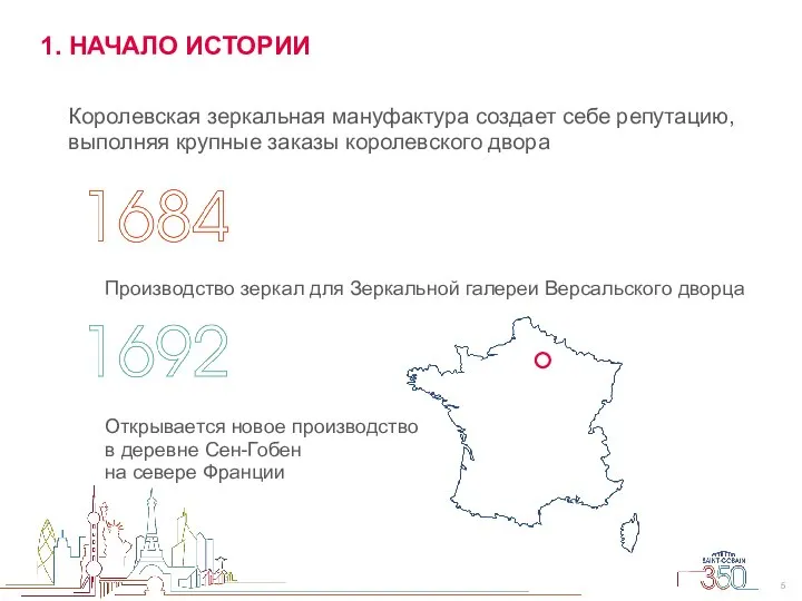 1. НАЧАЛО ИСТОРИИ Королевская зеркальная мануфактура создает себе репутацию, выполняя крупные