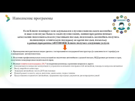 Наполнение программы Если Клиент планирует или задумывался о путешествии на своем