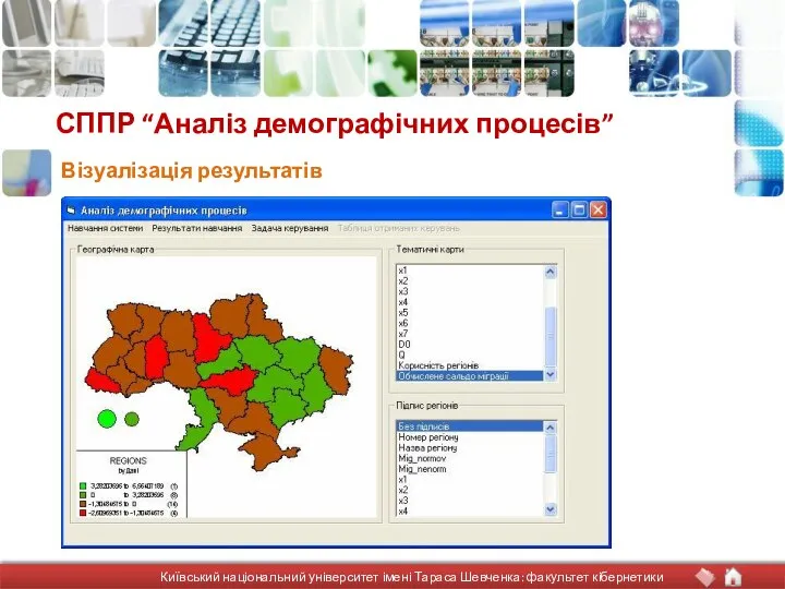 СППР “Аналіз демографічних процесів” Візуалізація результатів Київський національний університет імені Тараса Шевченка: факультет кібернетики