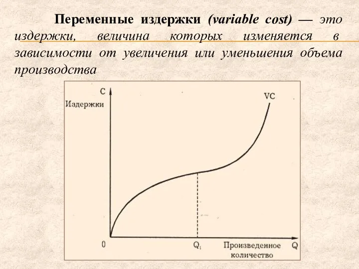 Переменные издержки (variable cost) — это издержки, величина которых изме­няется в