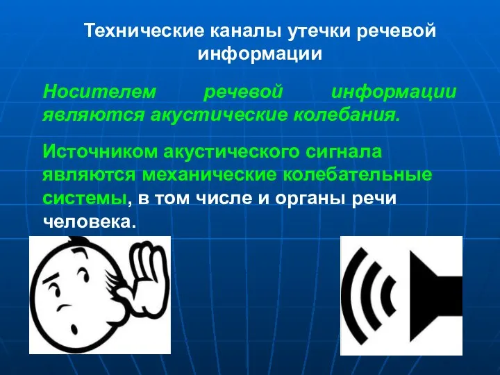 Носителем речевой информации являются акустические колебания. Технические каналы утечки речевой информации