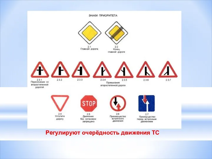 Регулируют очерёдность движения ТС