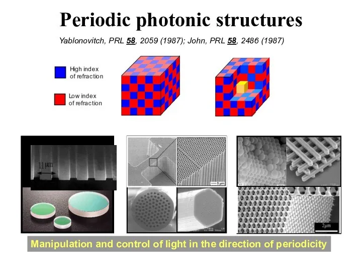 Periodic photonic structures Manipulation and control of light in the direction