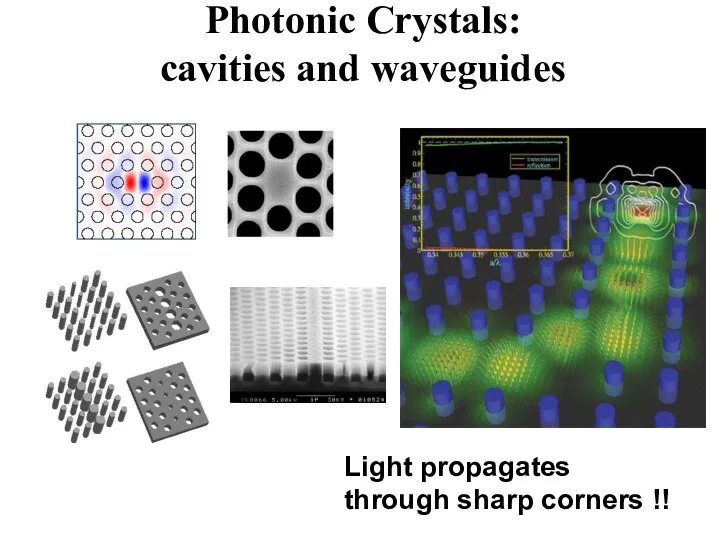Photonic Crystals: cavities and waveguides Light propagates through sharp corners !!
