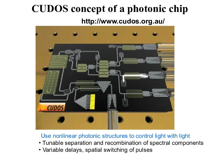 CUDOS concept of a photonic chip Use nonlinear photonic structures to