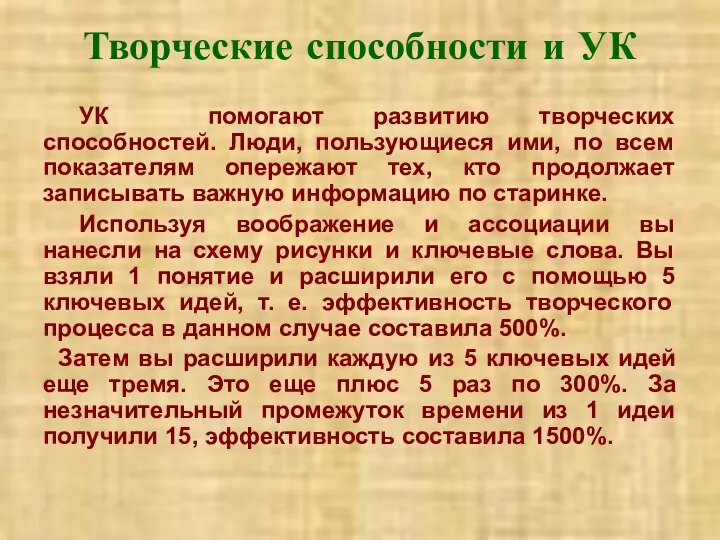 Творческие способности и УК УК помогают развитию творческих способностей. Люди, пользующиеся