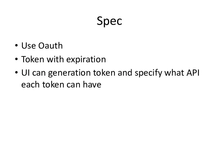 Spec Use Oauth Token with expiration UI can generation token and