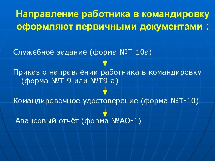 Направление работника в командировку оформляют первичными документами : Служебное задание (форма