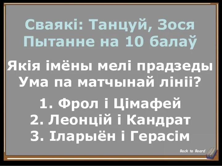 Сваякі: Танцуй, Зося Пытанне на 10 балаў Якія імёны мелі прадзеды