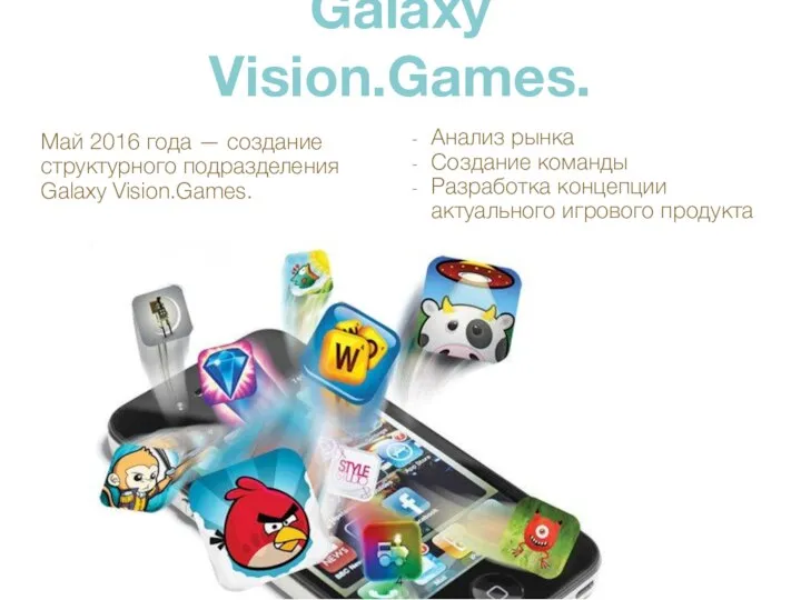 Galaxy Vision.Games. Май 2016 года — создание структурного подразделения Galaxy Vision.Games.