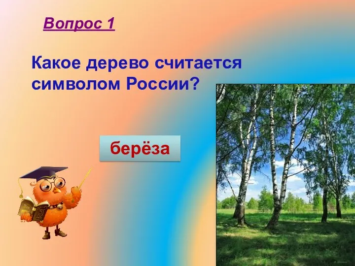 Какое дерево считается символом России? Вопрос 1 берёза