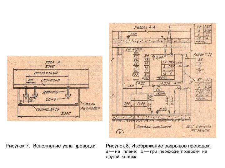 Рисунок 7. Исполнение узла проводки Рисунок 8. Изображение разрывов проводок: а