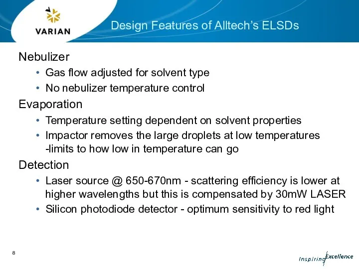 Nebulizer Gas flow adjusted for solvent type No nebulizer temperature control