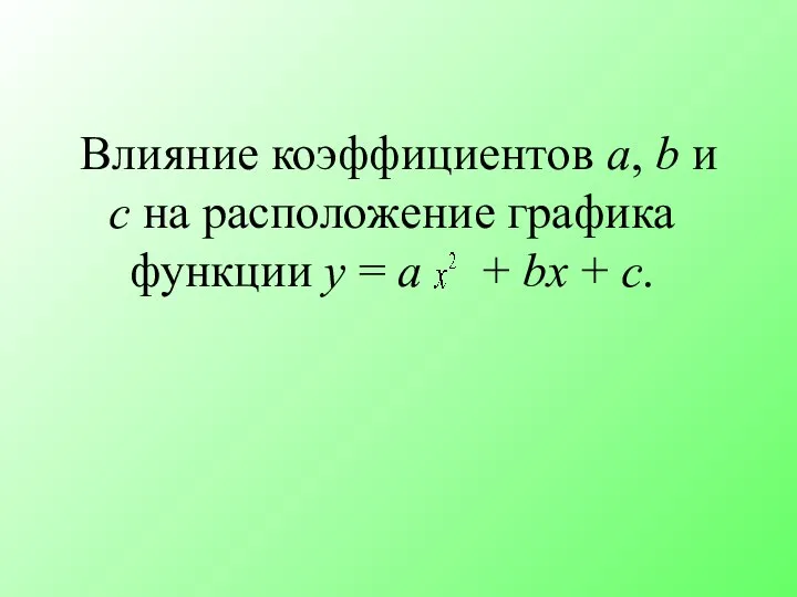 Влияние коэффициентов а, b и с на расположение графика функции у