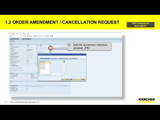 1.2 ORDER AMENDMENT / CANCELLATION REQUEST OSF-C | ALG-Eninge Manual |