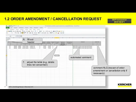 1.2 ORDER AMENDMENT / CANCELLATION REQUEST OSF-C | ALG-Eninge Manual |