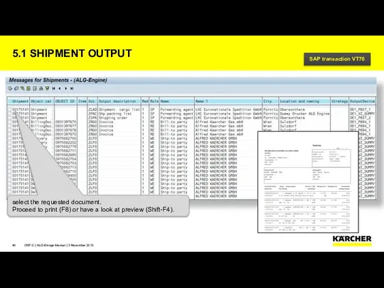 5.1 SHIPMENT OUTPUT OSF-C | ALG-Eninge Manual | 3 November 2015