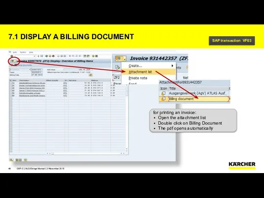 7.1 DISPLAY A BILLING DOCUMENT OSF-C | ALG-Eninge Manual | 3